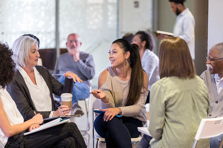 A group of people having a discussion