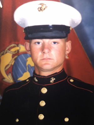 Toby Orcutt in his Marine Corps uniform. Courtesy of Toby Orcutt.<em>