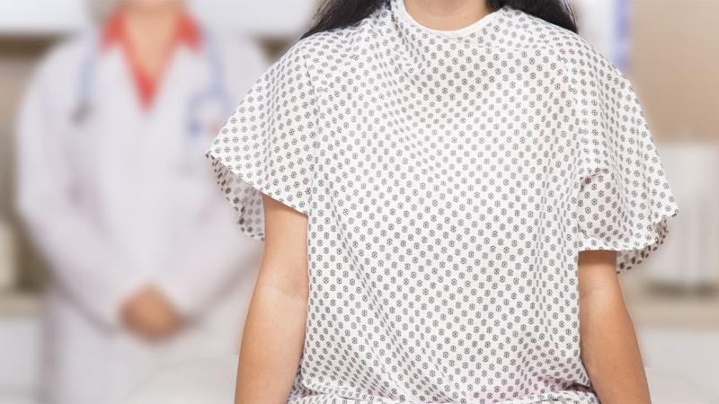 patient in a hospital gown