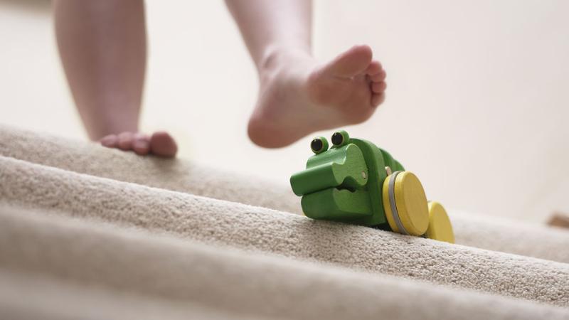 person walking down the stairs