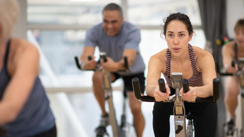 Group of people in a spin class